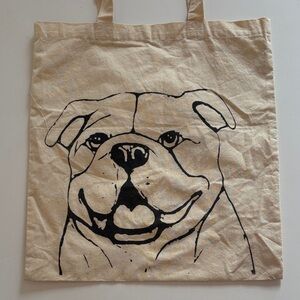 English Bull Dog Print Canvas Tote